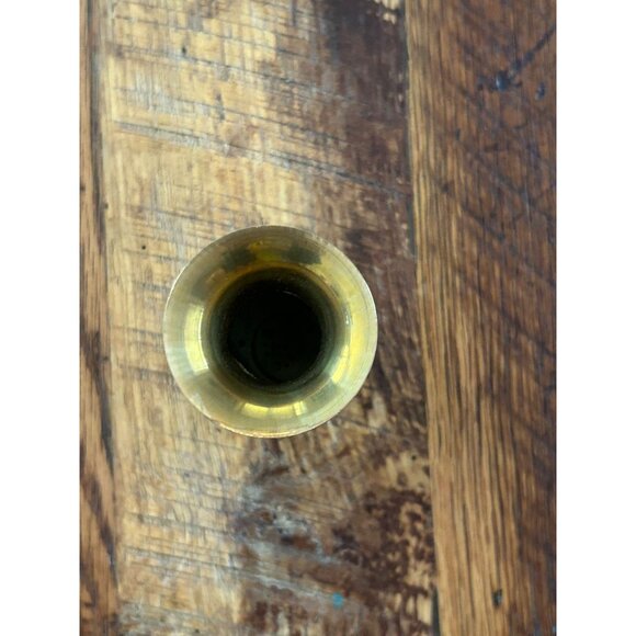 Vintage Hand Painted Etched India Brass Vase 4.5" Tall Floral Design - Picture 8 of 8